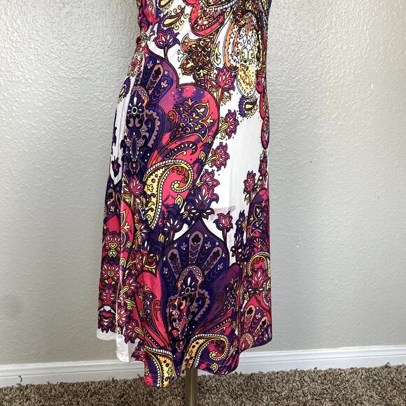 Vtg Y2K Bedazzled Rhinestone Lace Back Paisley Summer Mini Dress Mcbling Fairy - Picture 12 of 16